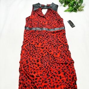 Thalia‎ Sodi Red Black Leopard Print Dress